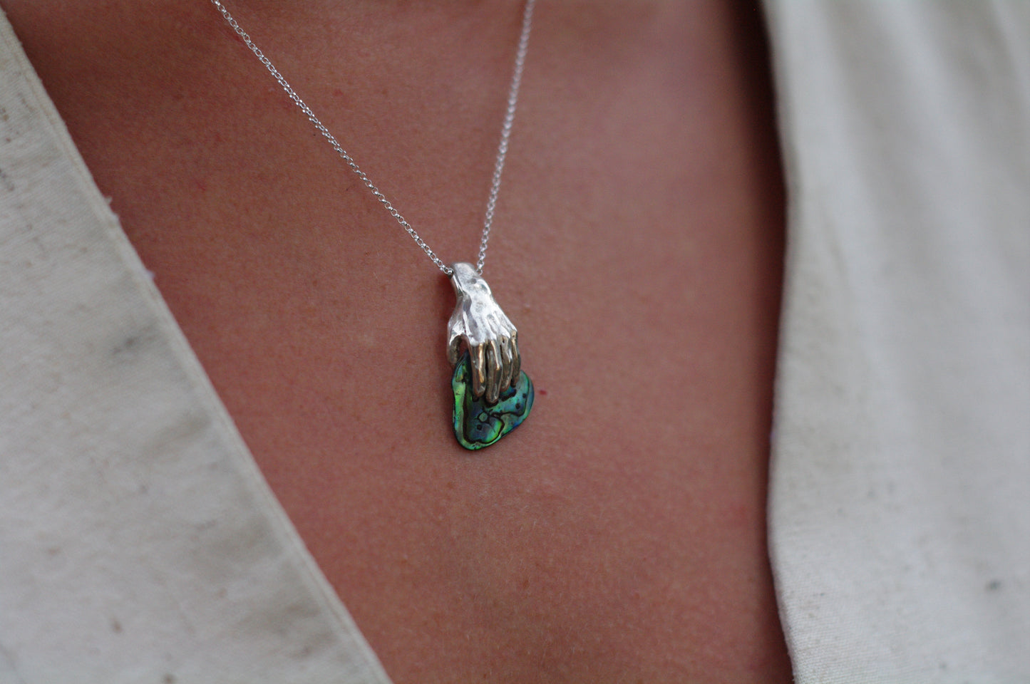 Collier main Nacre verte