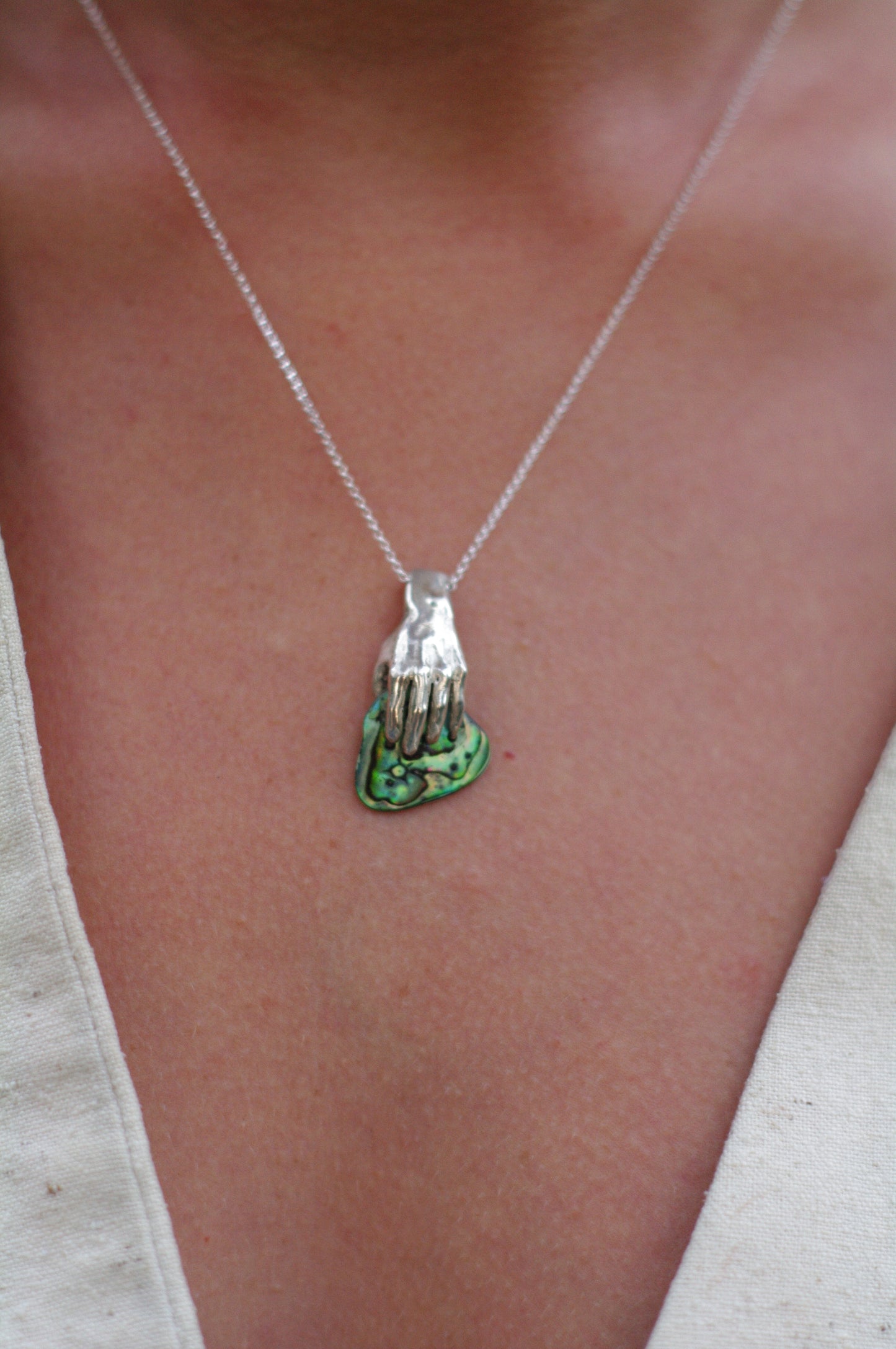Collier main Nacre verte