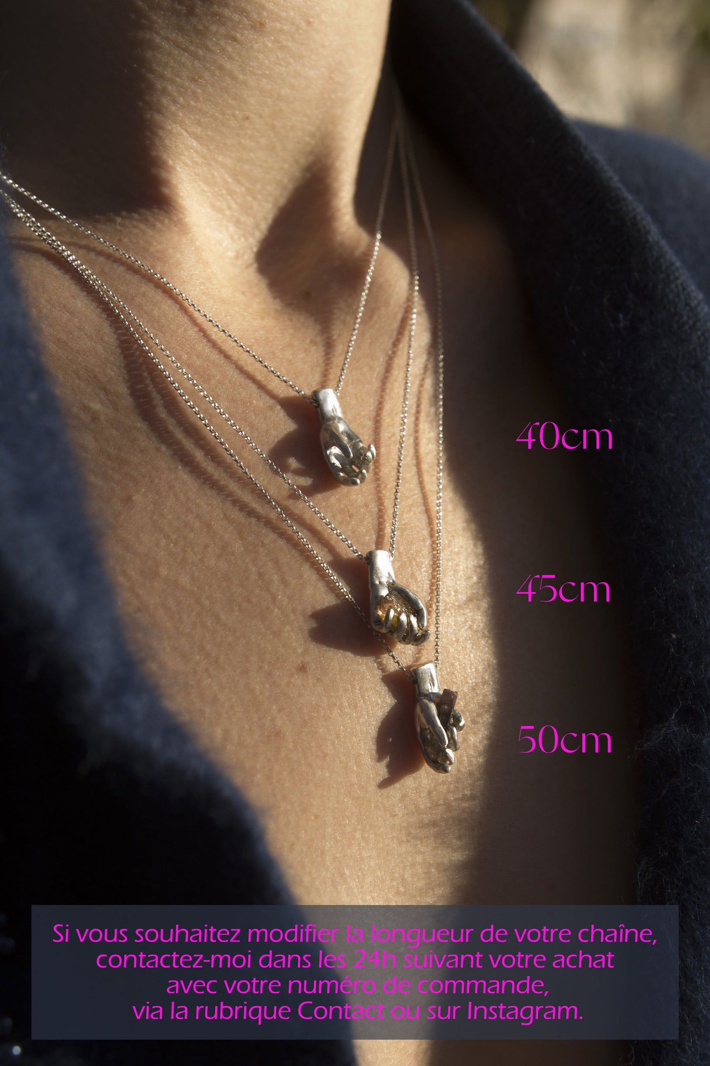 Collier main cristal d'améthyste n°1
