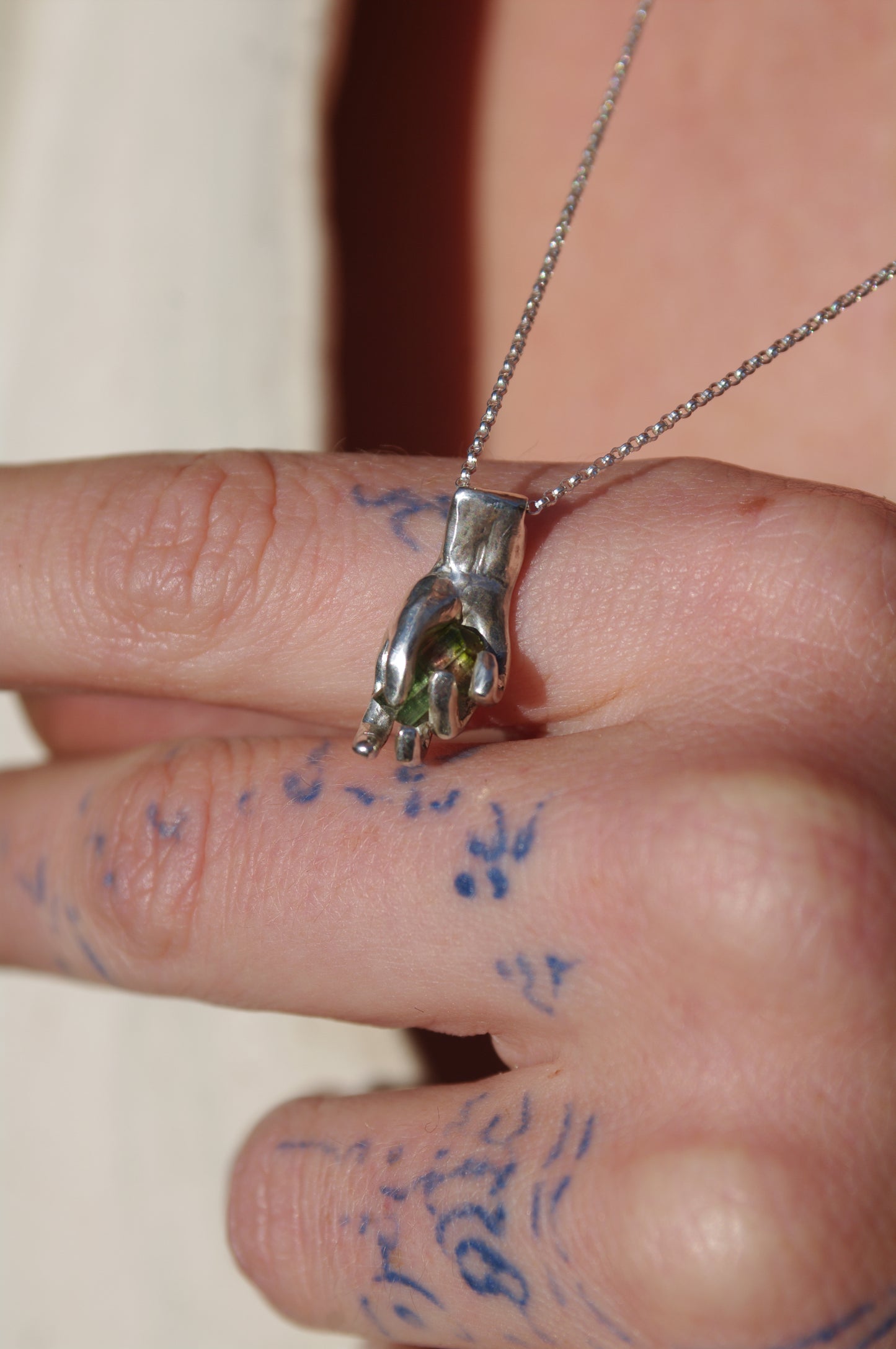 Collier main Tourmaline watermelon