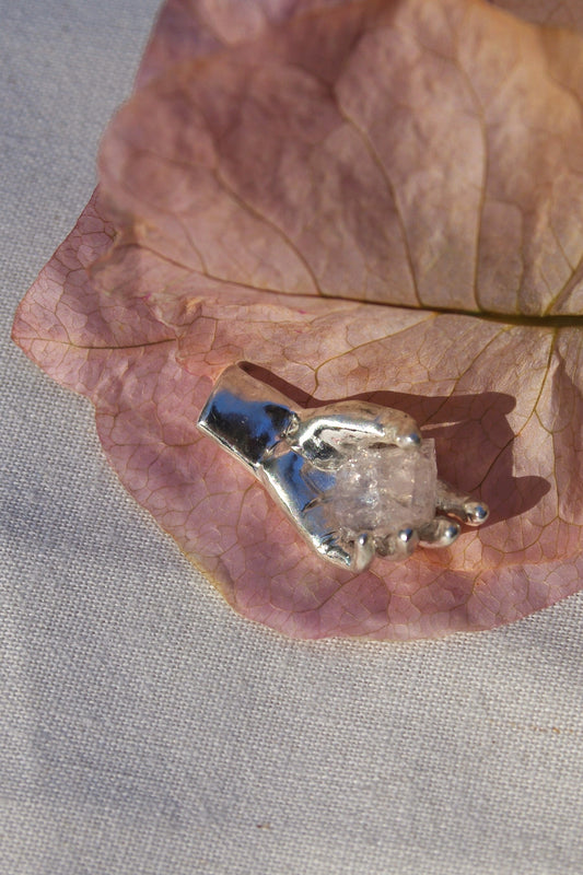 Collier main Morganite Rose poudrée